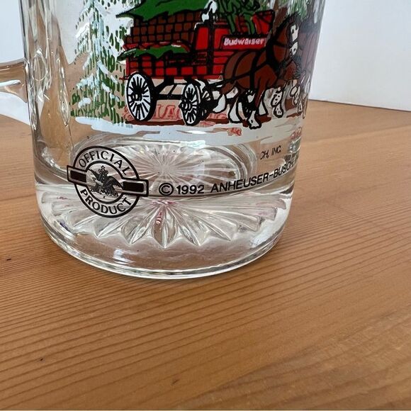 Budweiser Mug Holiday 1992 Anheuser Busch  12oz Glass - MINT Condition - Picture 7 of 8